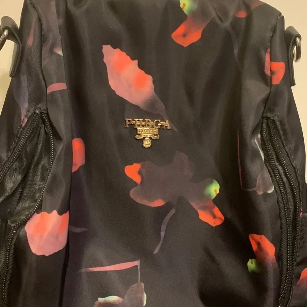 classic backpack and shoulder bag with antitheft design, abstract colors